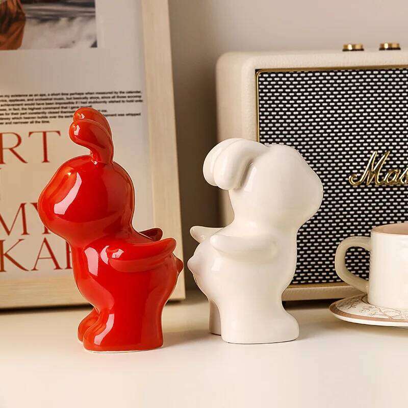 2 Pcs Creative Couple Rabbit Ornaments Cute Ceramic Artcles Home Decor Gifts Decoration Crafts Wedding Gift Giving Y260202