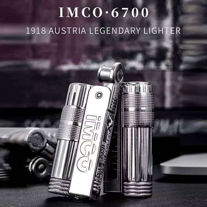 IMCO 6700 Vintage Stainless Steel Metal Austrian Gasoline Grinding Wheel Lighter Kerosene Series Genuine with Box W260202