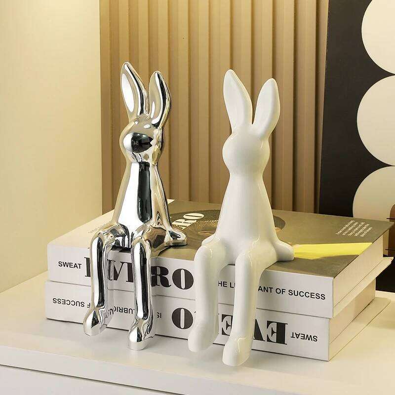 Miniso Cute Long-Eared Sitting Rabbit Room Statue Luxurious Home Decoration Easter Gift for Good Friends Y260202