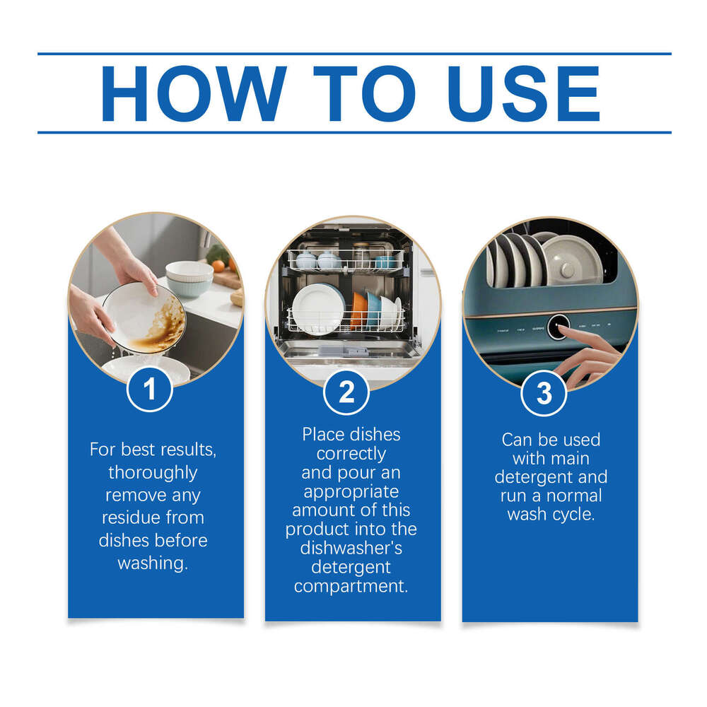 Jakehoe Detergent Household Dishwasher Cleaner Stain Oil Remover Dish Plates Kitchenware Clean and Shiny S260202