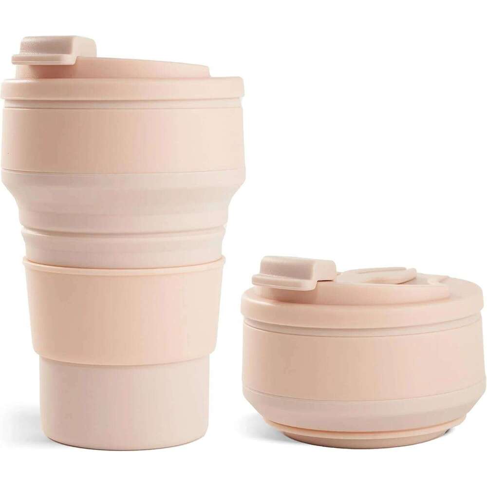 Collapsible Silicone Travel with Lid - Portable Reusable Drinking Cup for Camping, Hiking, and Outdoor Activities Z260202