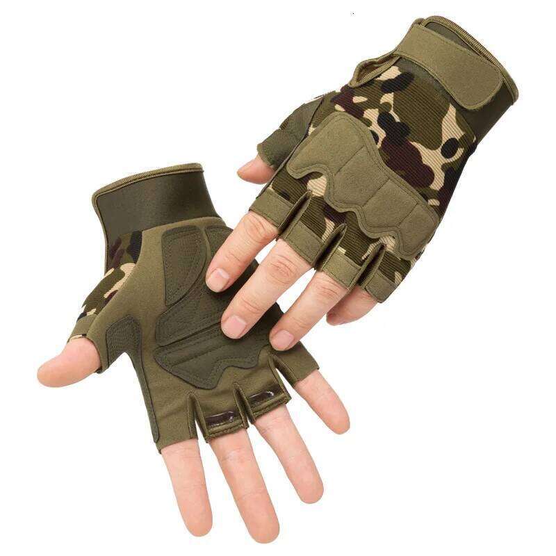 Men Women Tactical Military Army Shooting Cut Proof Fingerless Anti-Slip Outdoor Sports Paintball Airsoft Bicycle Gloves XJ260202