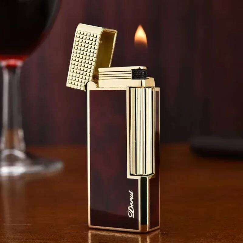 Rectangular Compact Deli Side Pulley Inflatable Lighter, Ultra-Thin Grinding Wheel, Men's Gift, Various Selection W260202