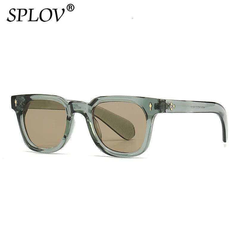 Luxury Square Men Sunglasses Fashion Gradient Driving Shades Eyewear Vintage Green Trendy Rivets Sun Glasses UV400 H260202