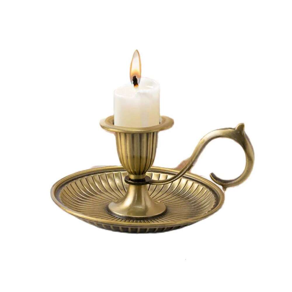 1PC European style church home villa handicraft ornaments zinc alloy household hand-held candle holder Y260131