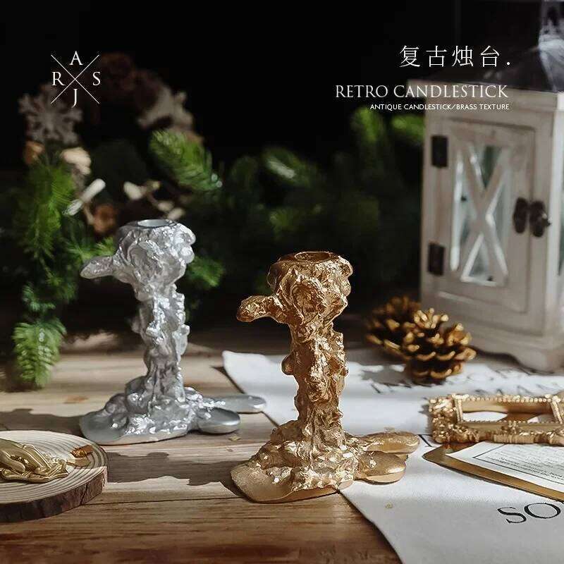 Ornaments Candle Holders 13cm Resin Candlesticks Holder Shabbat Taper Candles for Dining Table Decor Home Decoration Y260131