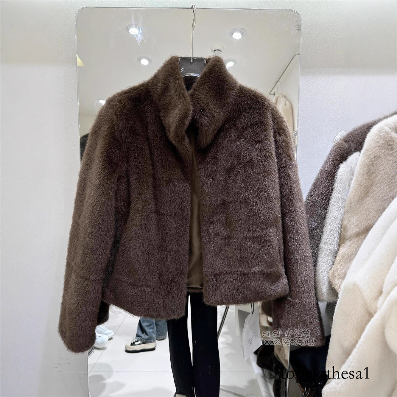 New Luxurious Mink for Women, Faux Rabbit Short Thickened Fur Coat in Winter Beige and Apricot Colors - view 5