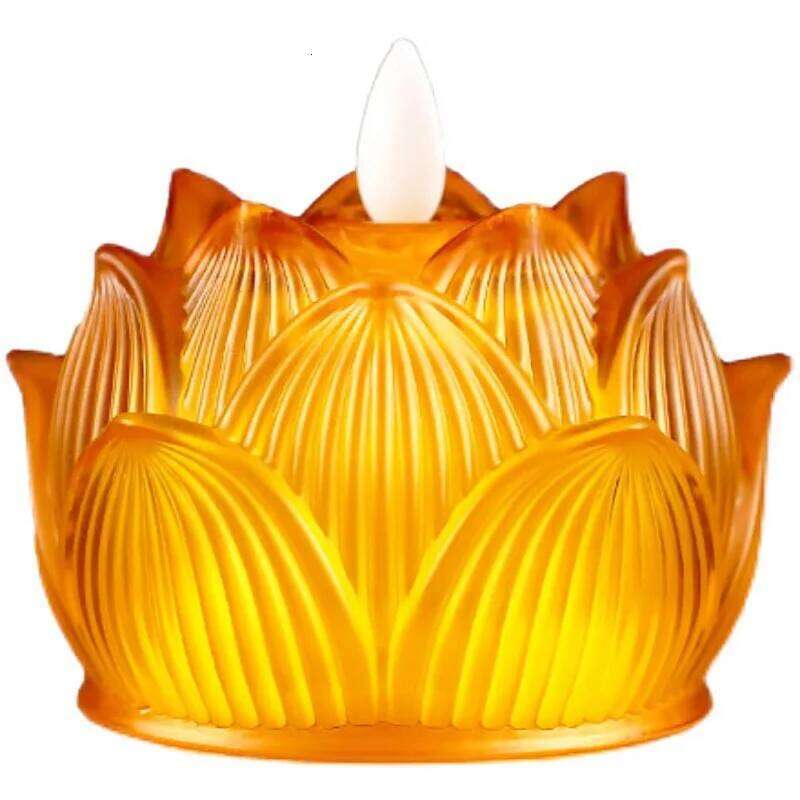 Led Reusable Buddha Lotus Electric Candle Lamp Household Fortune Decoration Home Buddhist Votive Holder Without Battery Y260131