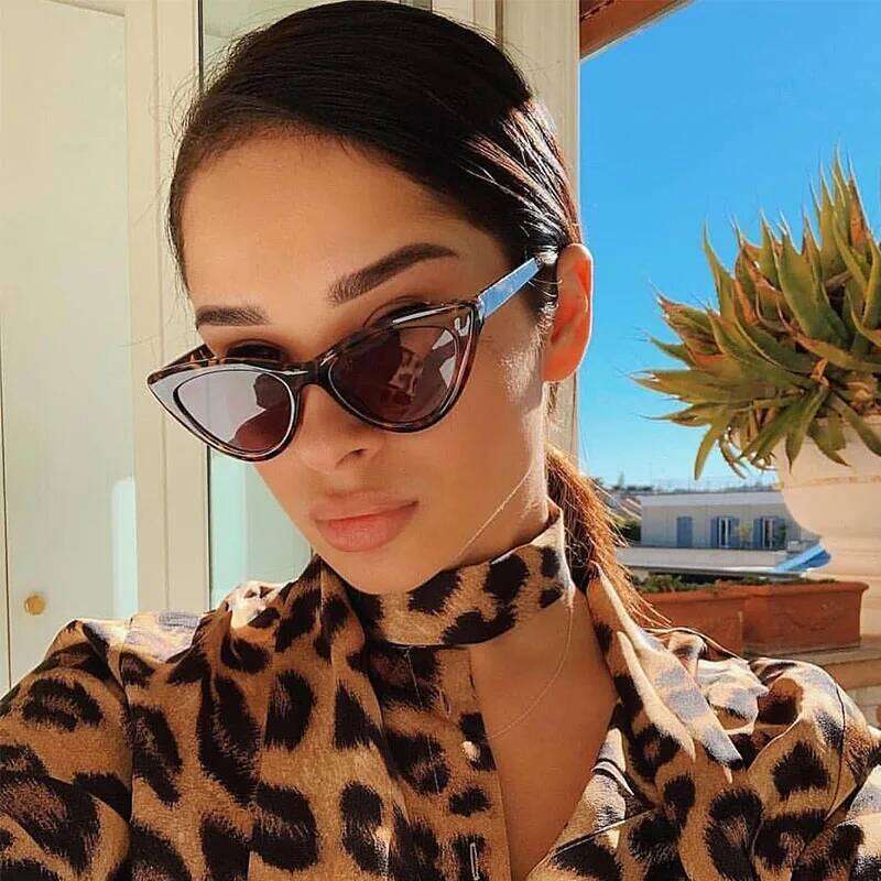 2025 Cat Eye Fashion Plastic Women Vintage Small Leopard Men Sun Glasses Mirror Retro Sunglasses For Female UV400 H260202