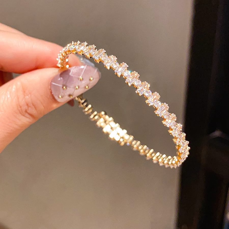 Zircon Square Simple Fashion Open Bracelet European Luxury Bracelet Cross Border Brooch Multi Functional Bracelet Designer Bracelet Light Luxury Women