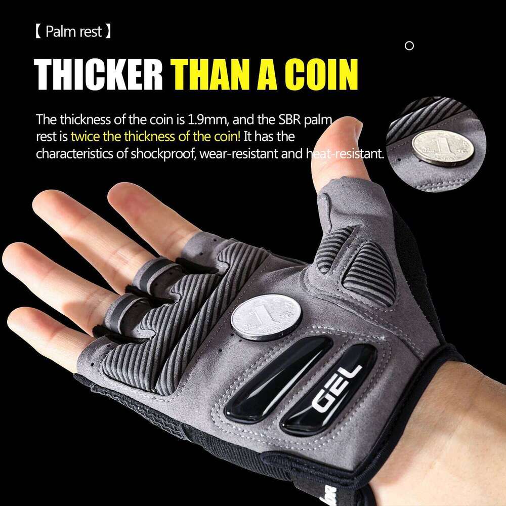 Mountain bike half finger riding fishing and fitness gloves, black shock resistant, wear-resistant, breathable motorcycl XJ260202