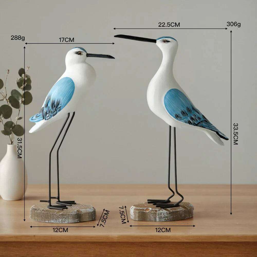 Seagull Wooden Crafts Ornaments Ocean Style Seabird Tree Stumps Home Decor for Model Rooms Desks Cabinets Display Decorations Y260202