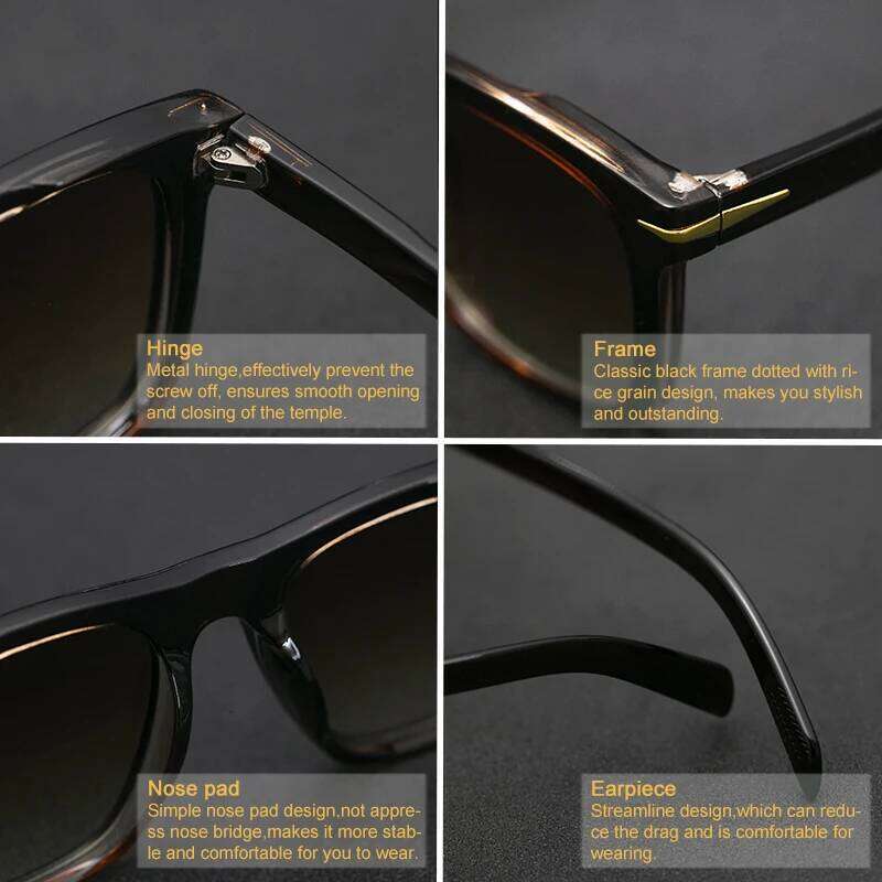 Vintage Square Sunglasses Men Anti-Blue Light Glasses Fashion Gradient Driving Shades Leopard Black Brand Oculos H260202