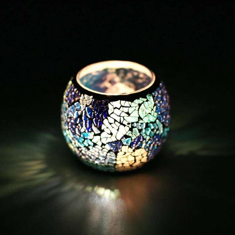 Mosaic Glass Candlestick Creative Candle Holder Tea Light Candelabra Wedding Party Home Table Romantic Decorations Y260131