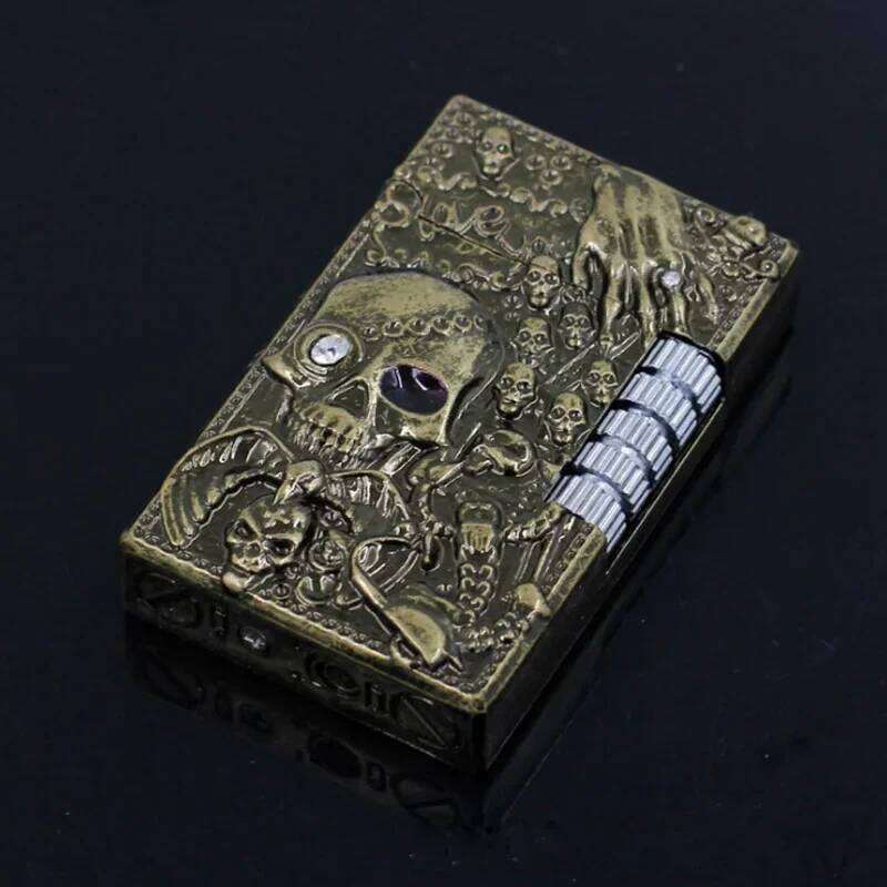 Embossed Skull Cigarette Bright Sound Torch Lighter Flint Grinding Wheel Inflatable Butane Lighters Smoking Accessories W260202