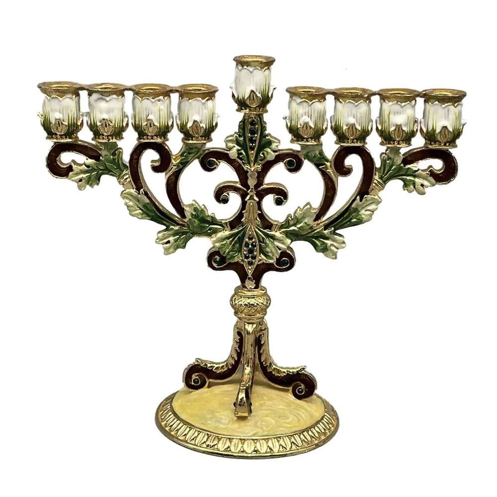 Hanukkah Menorah Stands Taper 9 Branches Candle Holder for Mantel Anniversary Living Room Fireplace Decor Y260131