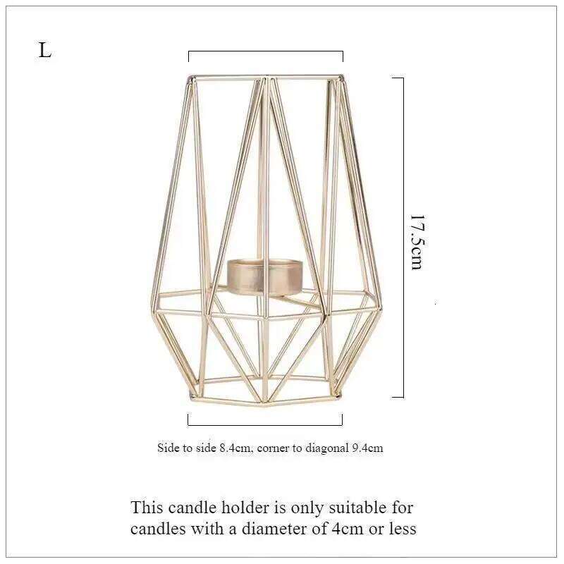 Metal Ornaments Container Polygonal Geometry Iron Candlestick Handicraft Simple Aromatherapy Candle Base Y260131