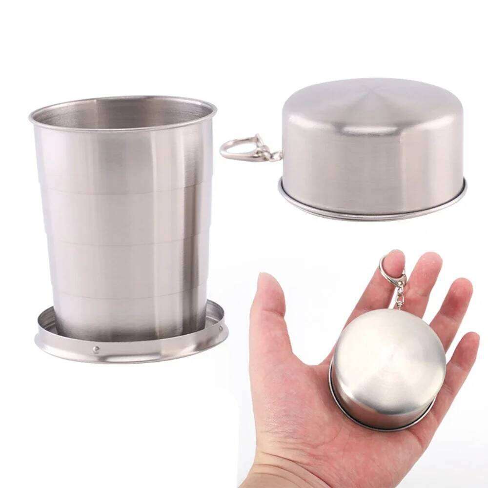 Outdoor portable camping metal stainless steel telescopic folding drink cup Z260202