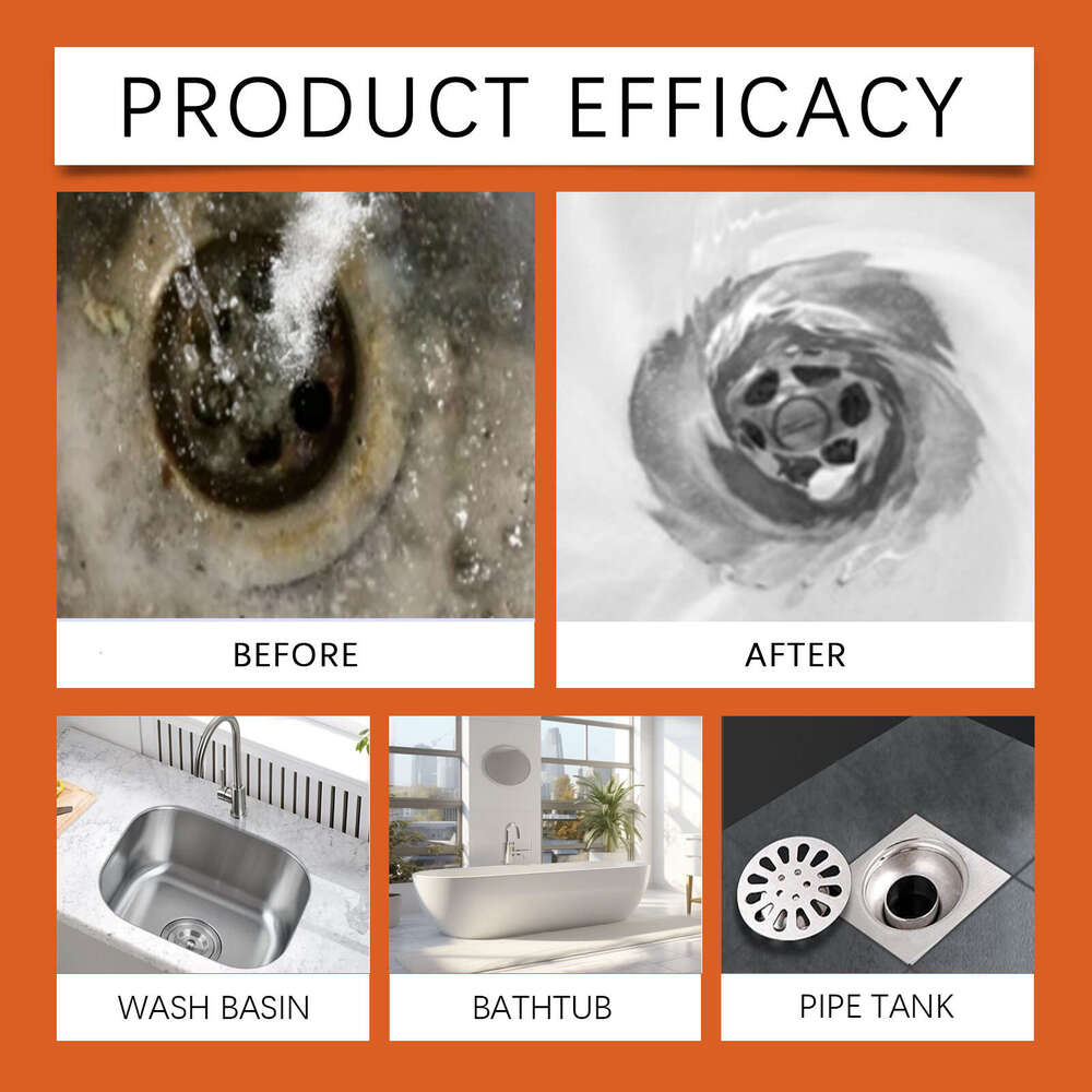 Jue-Fish Powerful Pipe Drain Cleaner for Sink, Kitchen, and Toilet Pipes Fast Unclogging S260202