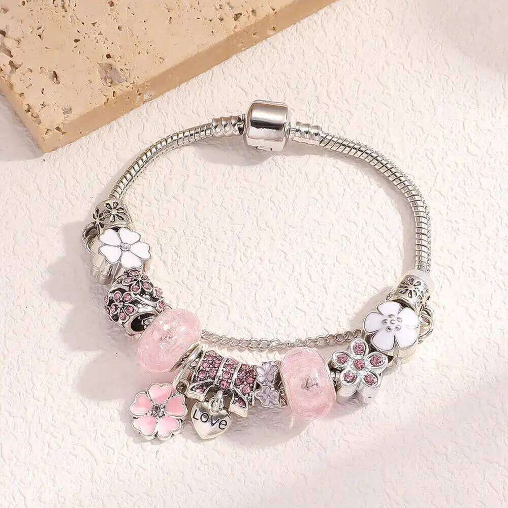 Women Bangle Multi Flower Clover Pendant Secure Closure Rhinestone Decor Alloy Adjustable Bracelet Prom Dating Work Wrist Jewelr H260202