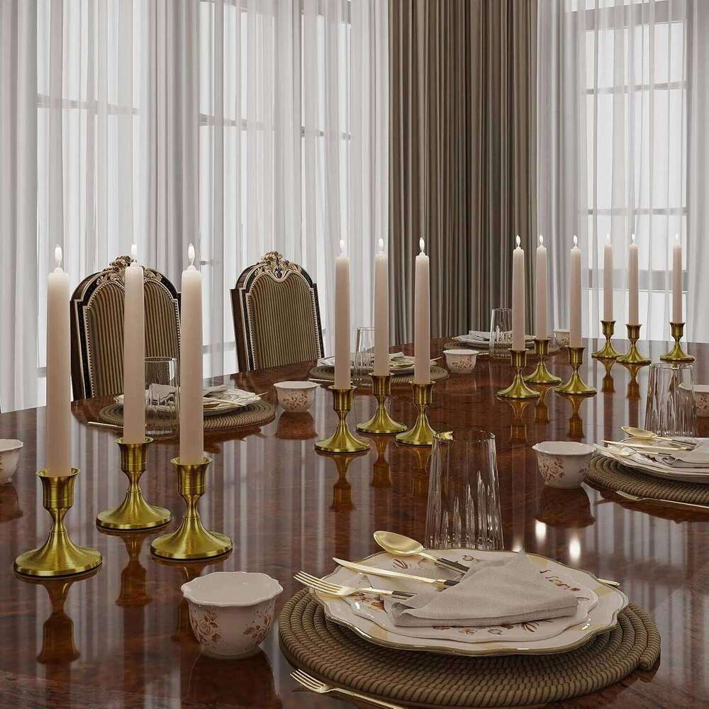 1/4Pcs Vintage Iron Taper Candlestick Gold Silver Candle Holder Christmas Birthday Party Wedding Dinner Table Centerpiece Y260131