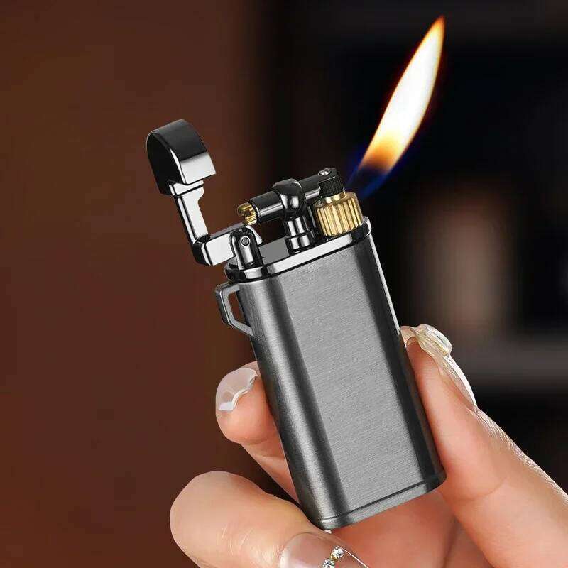 New Retro Metal Relief Inflatable with Grinding Wheel Portable Butane Gas Open Flame Outdoor Lighter Men's Gift W260202