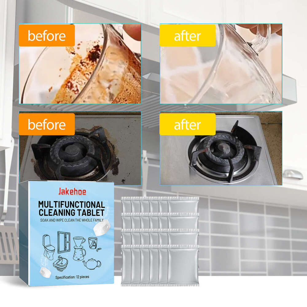 Jakehoe Multi-Purpose Tablets Household Kitchen Stove Cookware Stainless Steel Heavy Oil Stain Cleaning and Descaling S260202