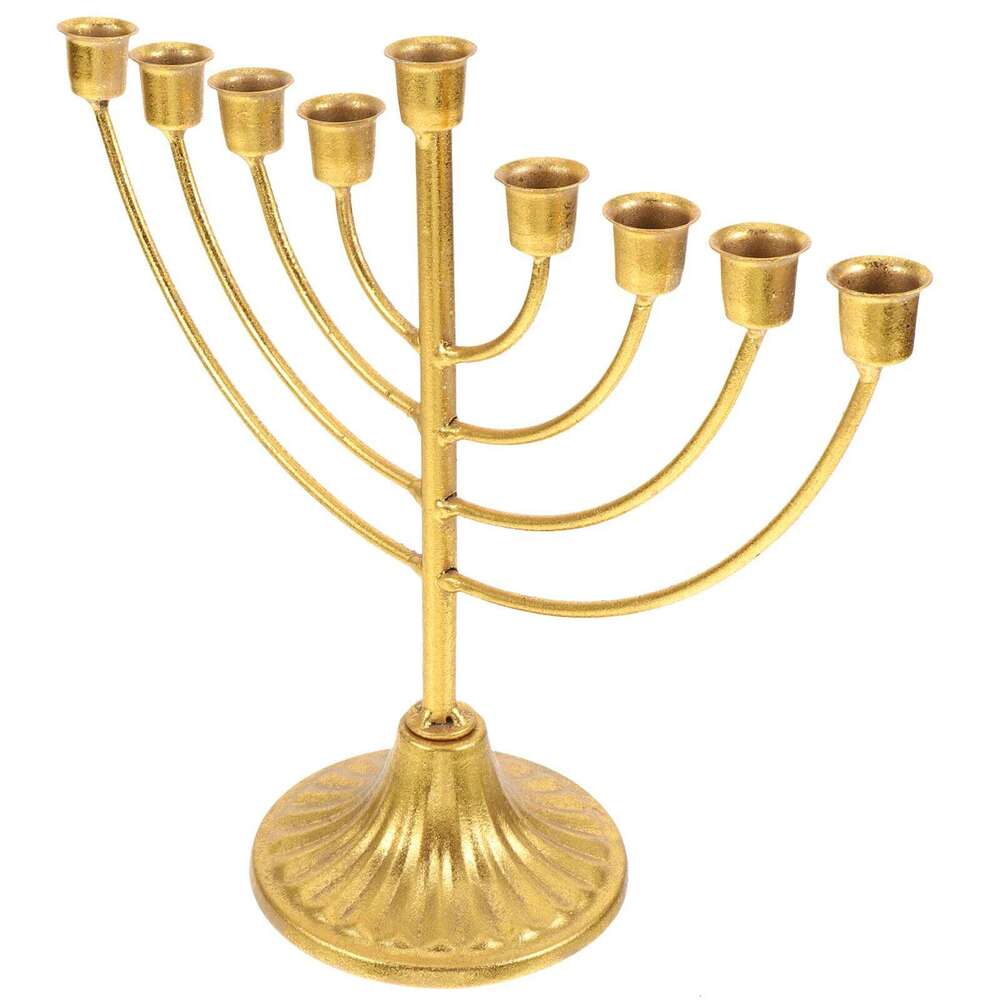Hanukkah Menorah 9 Branch Holder Traditional Jewish Temple Shabbat Table Centerpiece for Home Decor Y260131