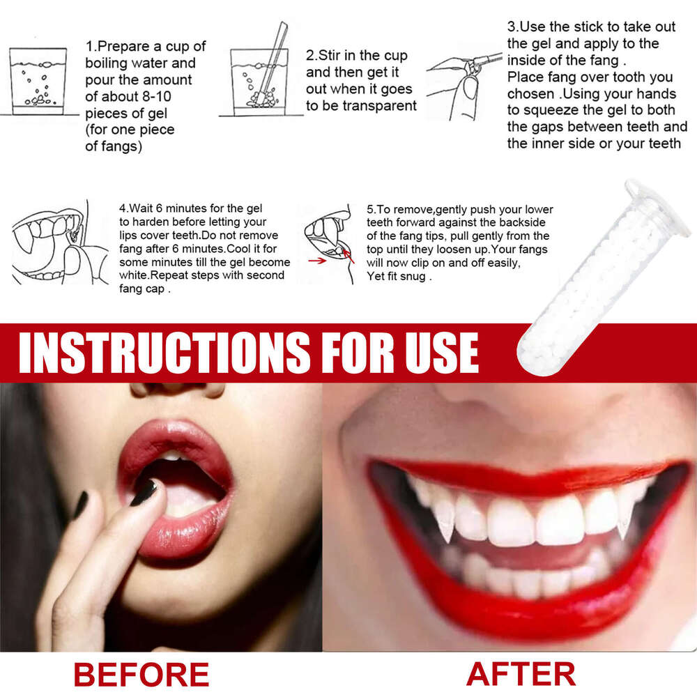 Retractable Vampire Party Prom Fangs Prank Teeth Halloween Costume Props S260202