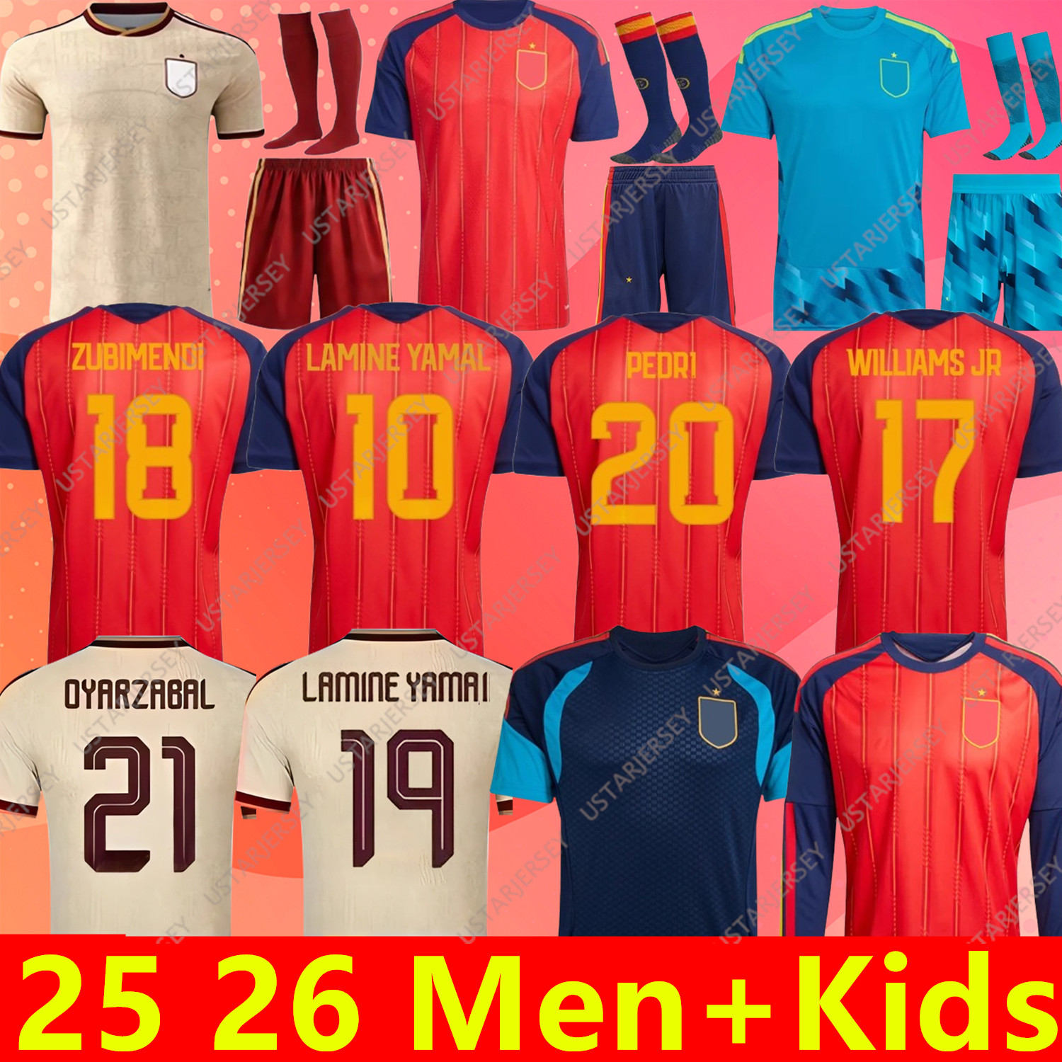 2026 World Cup Spain Jersey Kids LAMINE YAMAL Soccer 26 27 Jerseys PEDRI Carvajal Football Shirt WILLIAMS JR MERINO RODRIGO CUBARSI FERMIN camiseta espana mundial