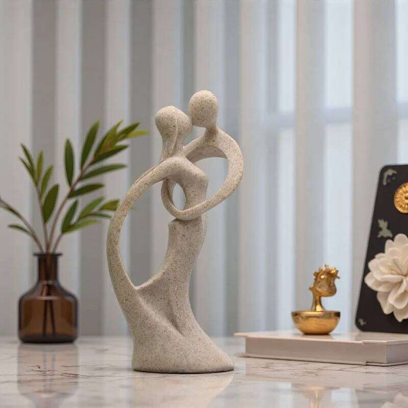 Modern Simple Couple Resin Crafts Home Decoration Wedding Gifts Living Room Creative Golden Sandstone Statue Figurine Sculpture Y260202