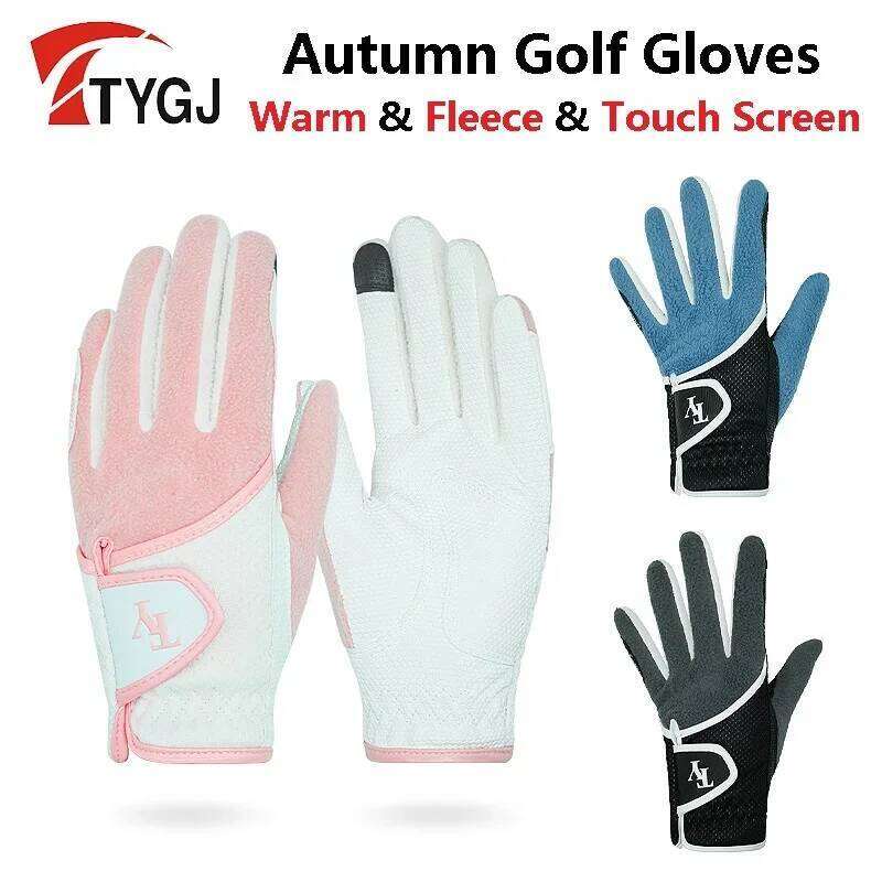 TTYGJ Winter 1 Pair Golf Women Warm Fleece Sports Golfs Gloves Soft Windproof Mittens Training Handcover Can Touch Screen XJ260202