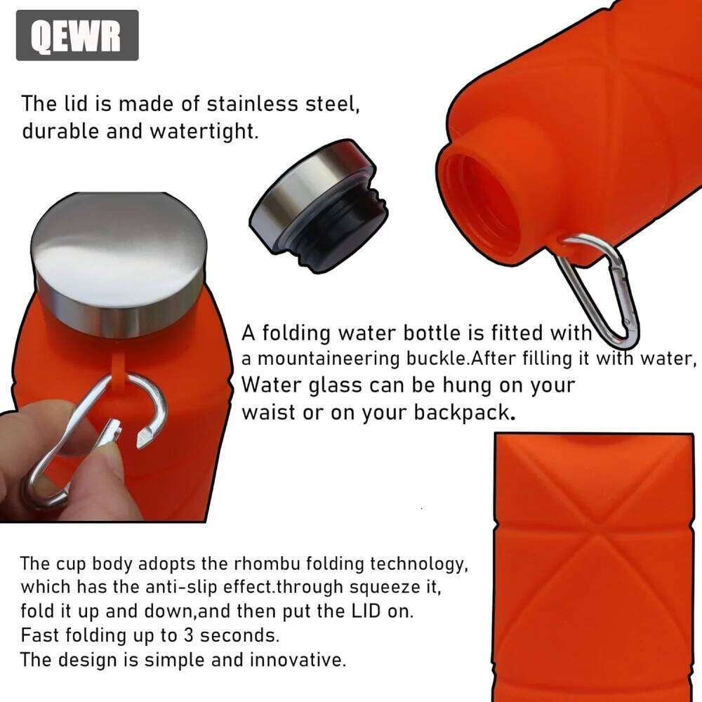 New Creative Silicone Folding Outdoor Portable and Scalable Sports Bottle Travel Water Handy Cup Z260202