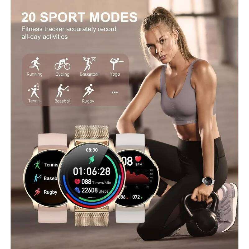Smart Watch Women Answer/Make Call, Fitness Tracker for Android and iOS Phones Waterproof Smartwatch with 1.32" HD Full 26W0202
