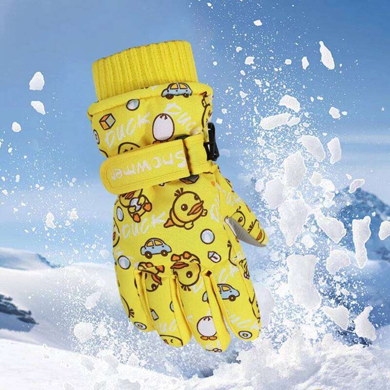 1 Pair of 4-14 Years Old Boys Girls' High-End Gloves, Fleece-Lined Thickened, Windproof and Warm, with Exquisite Graffit XJ260202