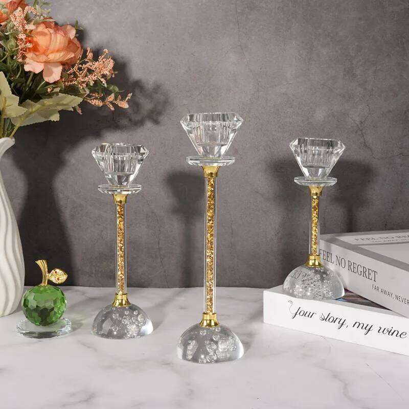 Home Decoration, Crystal Glass Centerpieces for Tables, Candle Holder, Candlelight Dinner Wedding Props Y260131