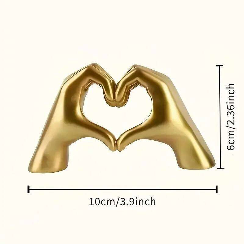 Heart Statue Resin Abstract Hand Love Figurines Bedroom Home Desktop Wedding Decoration Anniversary Gift for Wife Y260202