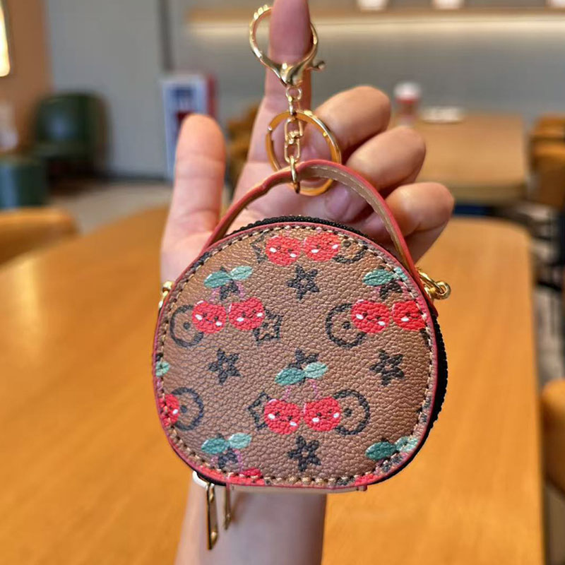 Women's Vintage Print Cherry Mini Wallet Crossbody Handbag Keychain Small Coin Purse 2026 New Fashion Style