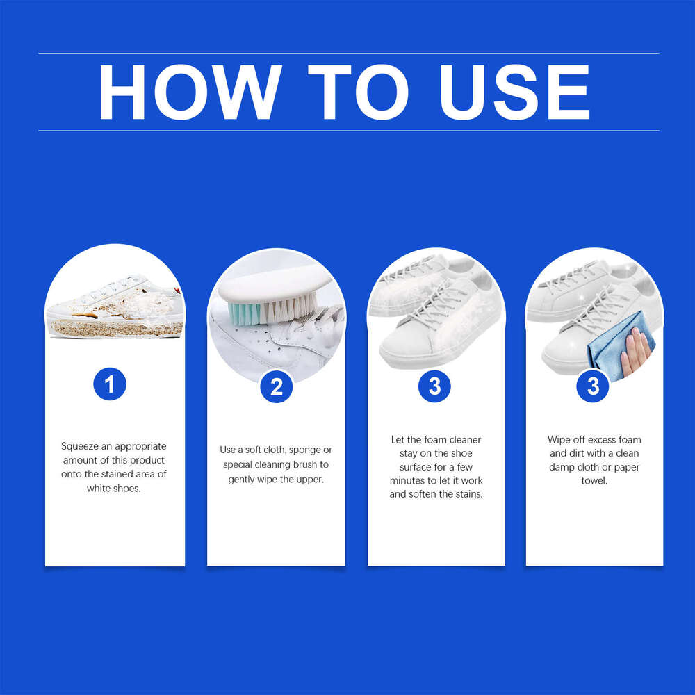 JAYSUING White Foam Sports Shoe Stain Remover Upper No-Wash Whitening Cleaner S260202