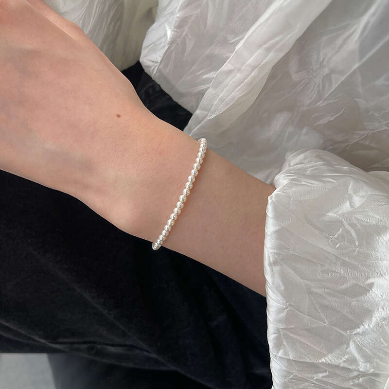 S925 pure silver spliced broken silver pearl bracelet, fashionable, simple, luxurious, cool and natural freshwater pearl bracelet