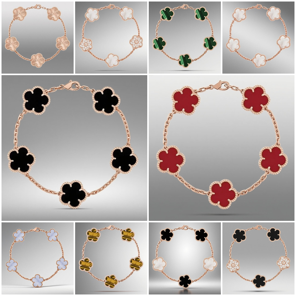 5 motif clover bracelet jewelry woman designer tennis bracelet 15mm flower bracelet turquoise lucky bracelet four leaf bracelet luxury jewelry rose gold clover