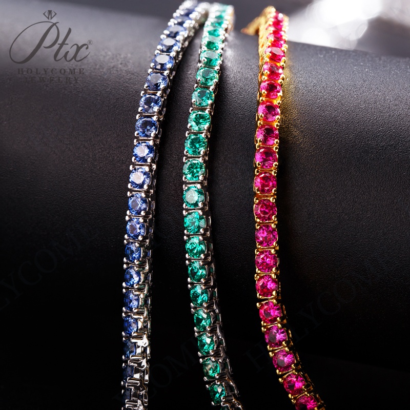 Shine 3mm Moissanite Diamond Tennis Chain 925 Sterling Silver 16-20inch Lab Gemstone Necklace for Women Wedding Engagement Party