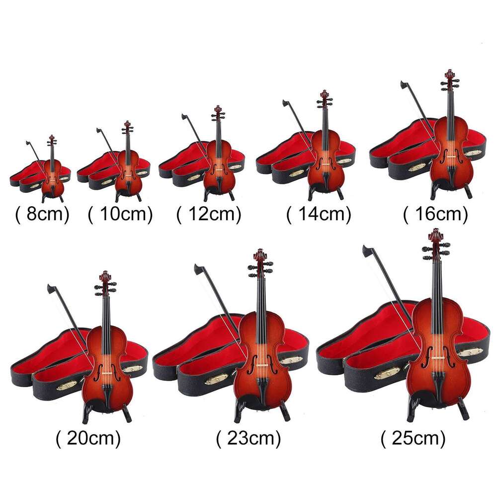 Playable Tiny Figurine Multi-Purpose Miniature Musical Instrument Wooden Handmade Violin Model for Music Training Gift Y260202