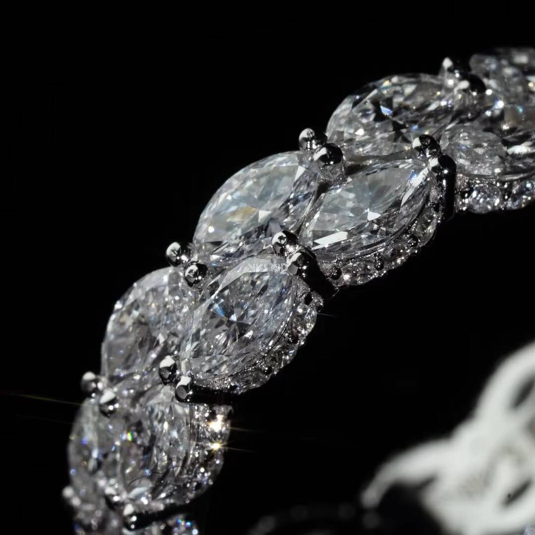 4ct Marquise Moissanite Engagement Ring 925 Silver Full Eternity Band Luxury Iced Out Bridal Jewelry