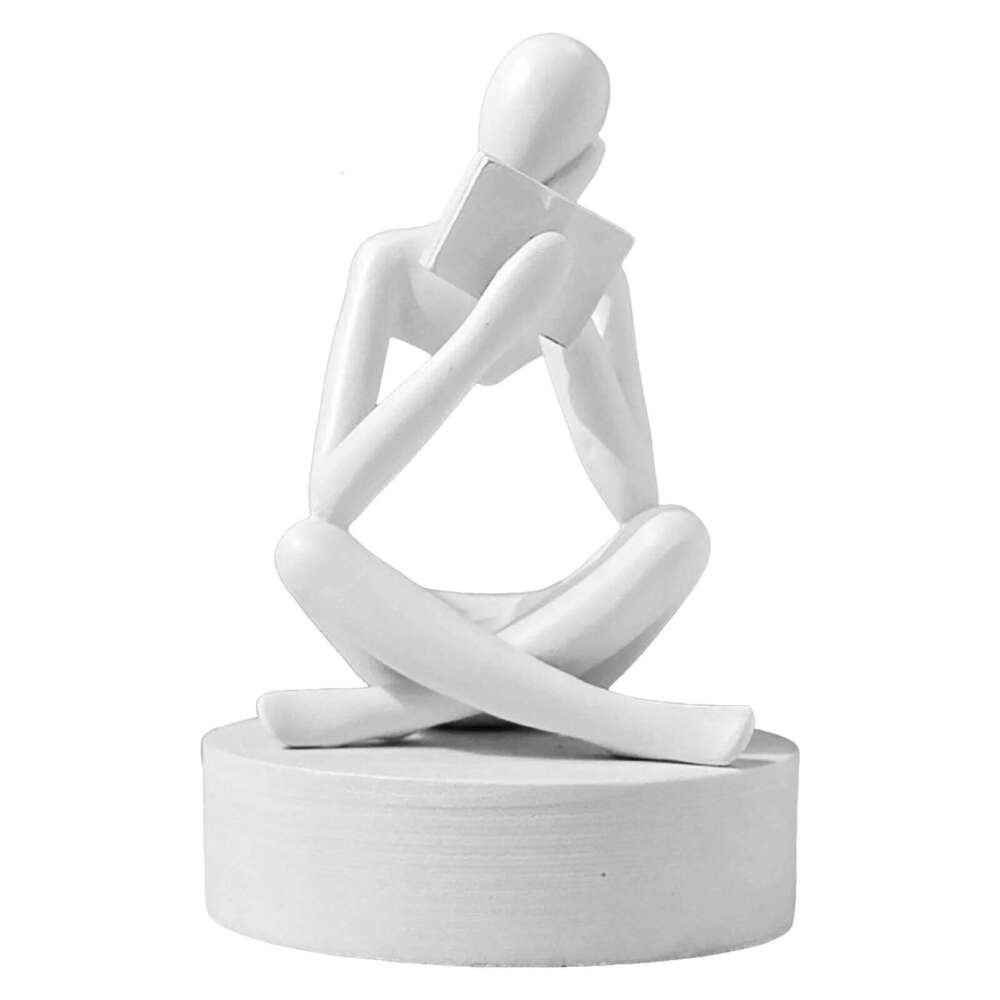 Thinker Reading Statues For Home Modern Shelf Abstract Sculptures Bookshelf Decor Resin Christmas Ornament Snowflake Y260202