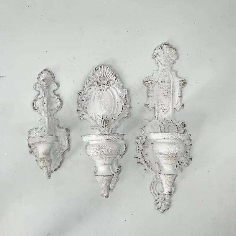 Northern Europe Mounted Vintage Candlestick Stand Candle Holder Ornament Home Living Room Wall Decoration Y260131