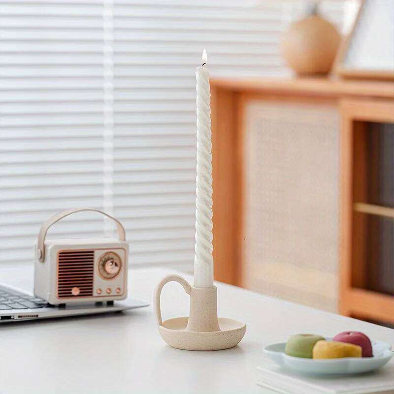 1pc Elegant Simple Modern Ceramic Candlestick Ornaments Creative Homestay Decorative Dining Table Candlelight Dinner Props Y260131
