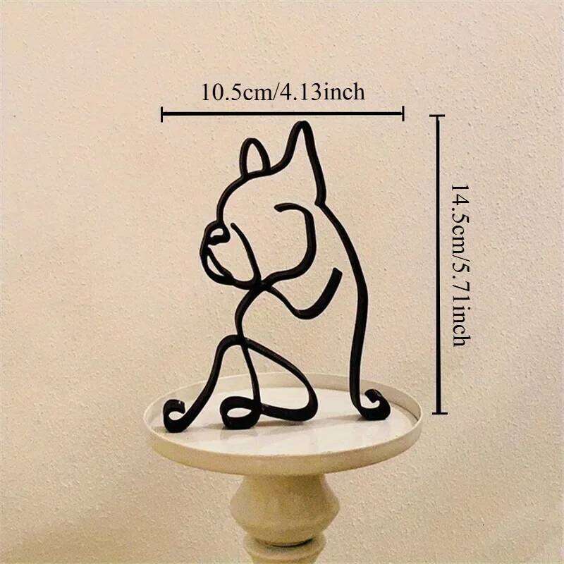 Sculpture Metal Dog Abstract Minimalist Art Iron Figurines Office Desktop Accessories For Home Decoration Cute Miniature Y260202