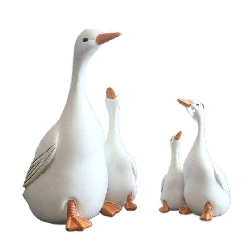 Crafts Perfect Resin Statue Mother And Son Duck Decor For Cabinet Living Room Y260202