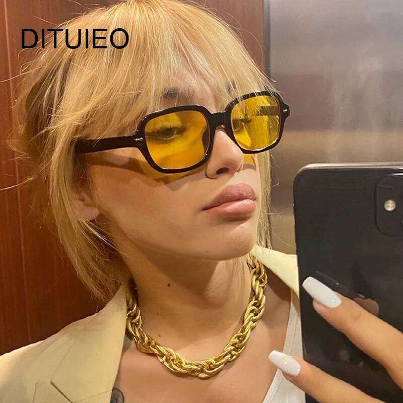 Vintage Square Sunglasses Woman Fashion Retro Sun Glasses Female Yellow Mirror Eyewear Brand Designer Gradient Oculos De Sol H260202